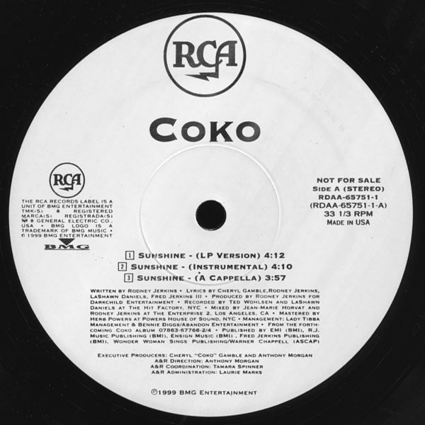 Coko : Sunshine (12", Promo)