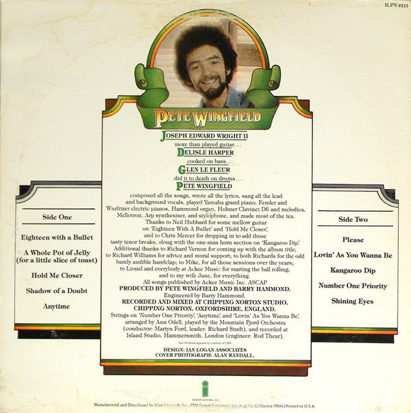 Pete Wingfield : Breakfast Special (LP, Album, Ter)