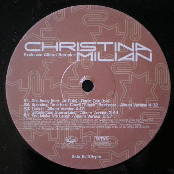 Christina Milian : Exclusive Album Sampler (12", Promo, Smplr)