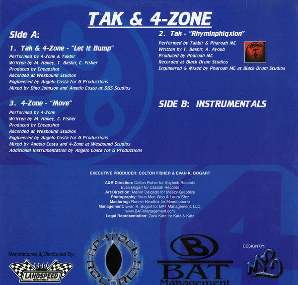 Tak & 4-Zone : Let It Bump (12", Single)