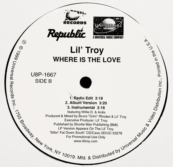Lil' Troy : Where's The Love (12", Promo)