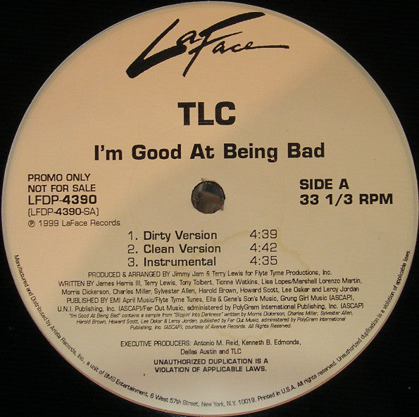 TLC : I'm Good At Being Bad (12", Promo)