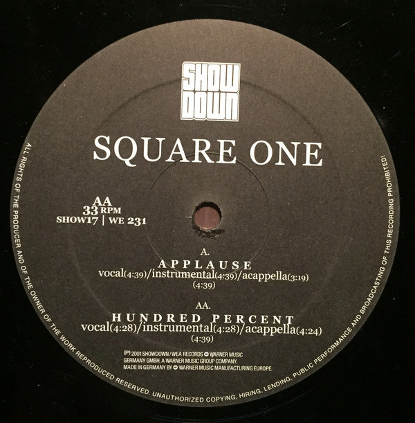 Square One (2) : Applause / Hundred Percent (12")