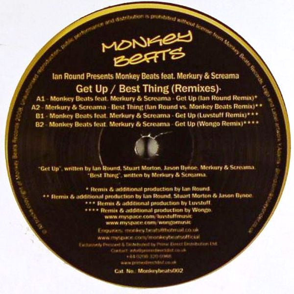 Ian Round Presents Monkey Beats Feat. Merkury & Screama : Get Up / Best Thing (Remixes) (12")