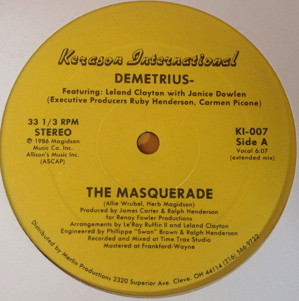 Demetrius Manuel Featuring: Leland Clayton With Janice Dowlen : The Masquerade (12")