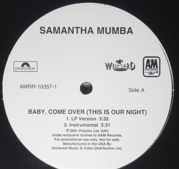 Samantha Mumba : Baby, Come Over (This Is Our Night) (12", Promo)