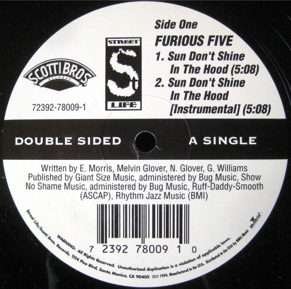 Da Original / The Furious Five : Somebody Else / Sun Don't Shine In The Hood (12")