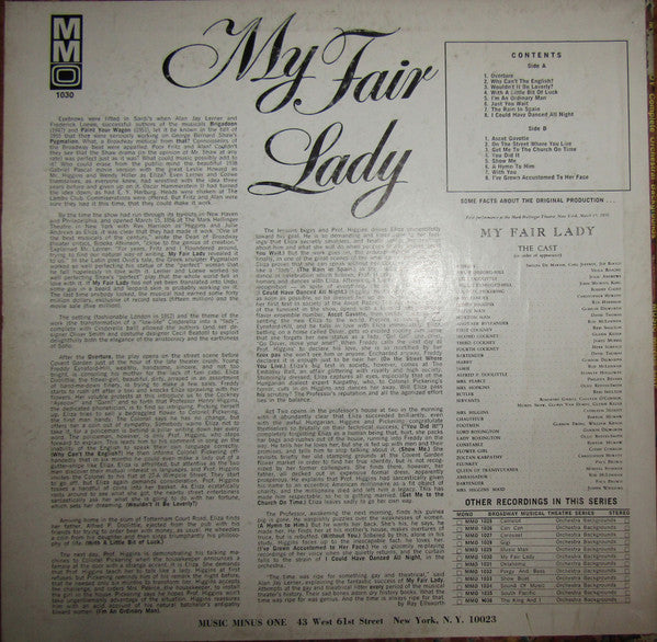 William Harrison (2) : My Fair Lady - Orchestral Accompaniment (LP, Mono)
