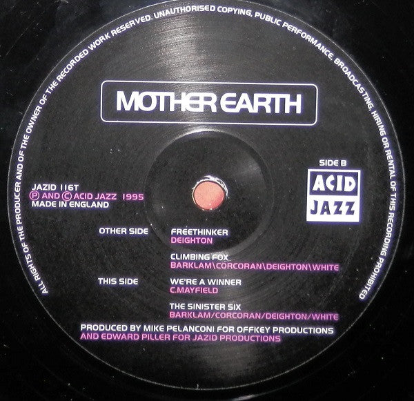 Mother Earth : Free Thinker EP (12", EP, Pic)