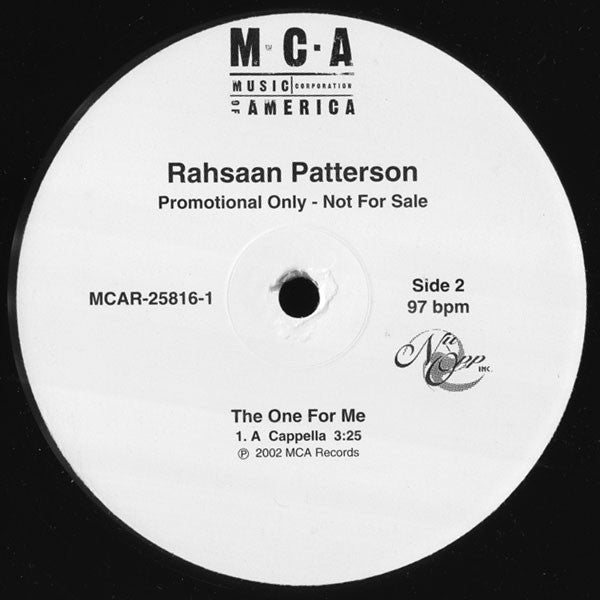 Rahsaan Patterson : The One For Me (12", Promo)