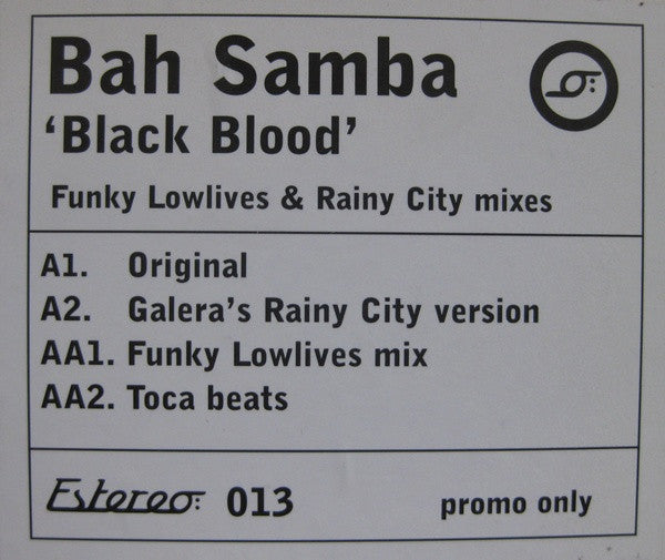 Bah Samba : Black Blood (12", Promo, W/Lbl)