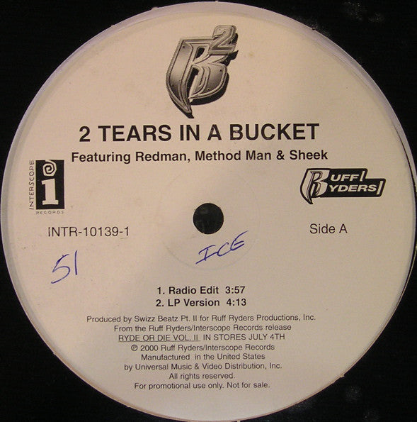 Ruff Ryders : 2 Tears In A Bucket (12", Promo)