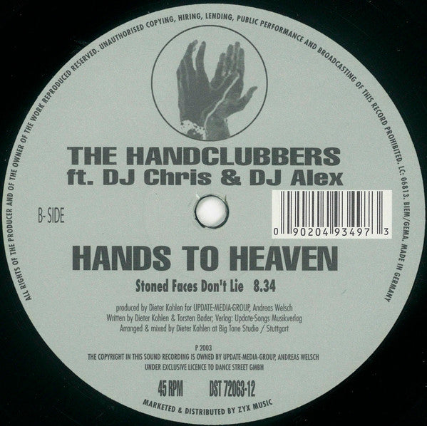 The Handclubbers Ft. DJ Chris (2) & DJ Alex (11) : Hands To Heaven (12")