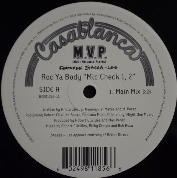 M.V.P. : Roc Ya Body "Mic Check 1, 2" (12")
