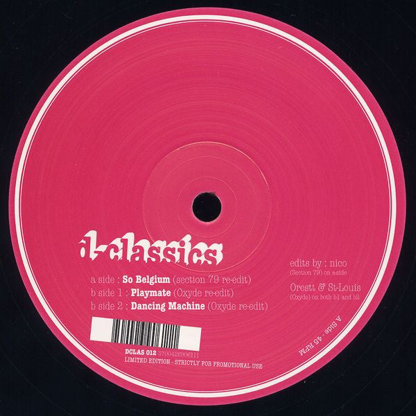 Unknown Artist : So Belgium / Playmate / Dancing Machine (12")
