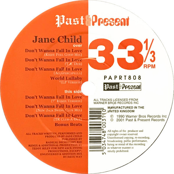 Jane Child : Don't Wanna Fall In Love (12", Maxi, Ltd)