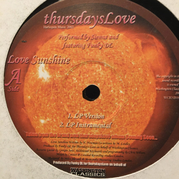 Thursdays Love : Love Sunshine (12")