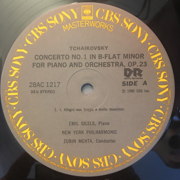 Pyotr Ilyich Tchaikovsky : Emil Gilels • Zubin Mehta : Piano Concerto No. 1 (LP)