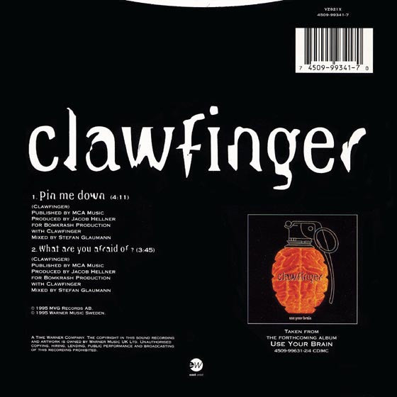 Clawfinger : Pin Me Down (7", Single, Ltd, Blu)