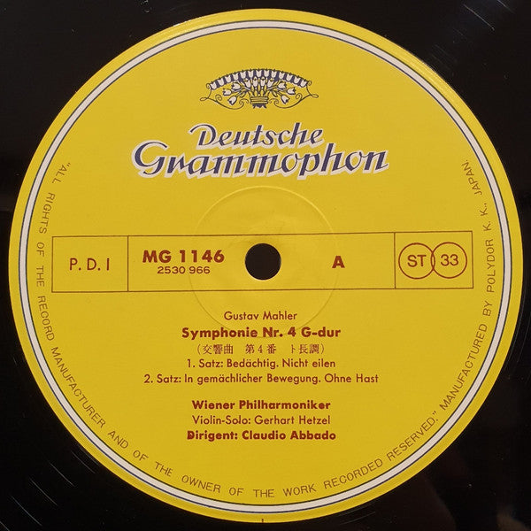Gustav Mahler - Frederica von Stade, Wiener Philharmoniker, Claudio Abbado : Symphonie No.4 (LP, Album)