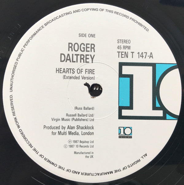 Roger Daltrey : Hearts Of Fire (12", Single)