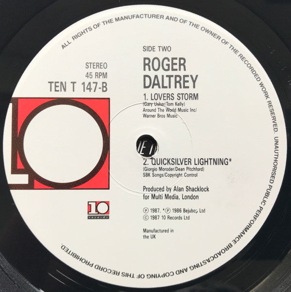 Roger Daltrey : Hearts Of Fire (12", Single)