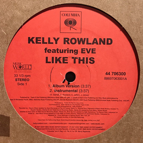 Kelly Rowland Featuring Eve (2) : Like This (12")