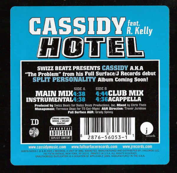 Cassidy (3) Feat. R. Kelly : Hotel (12")