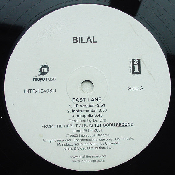 Bilal : Fast Lane (12", Promo)