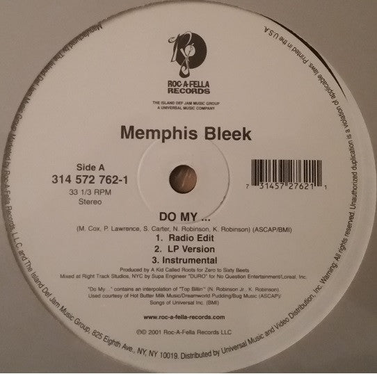 Memphis Bleek : Do My... / I Get High (12")