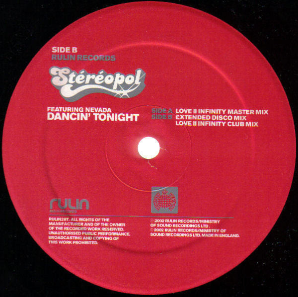 Stereopol Featuring Nevada (16) : Dancin' Tonight (12")