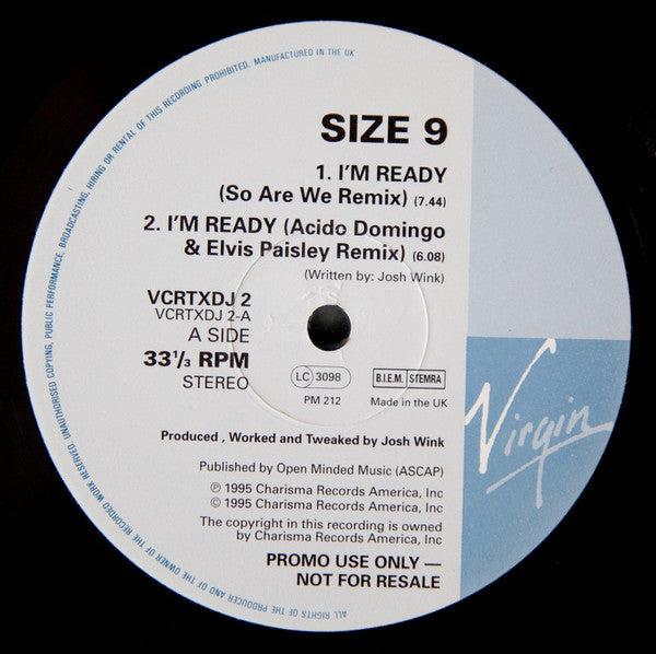 Size 9 : I'm Ready (Remixes) (12", Promo)