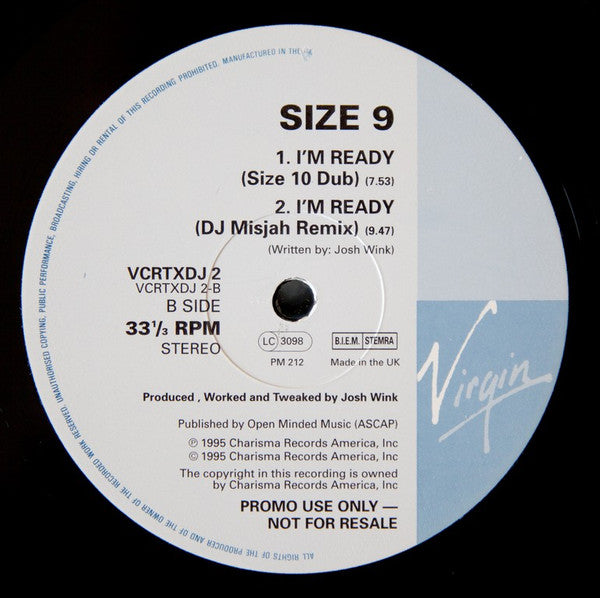 Size 9 : I'm Ready (Remixes) (12", Promo)