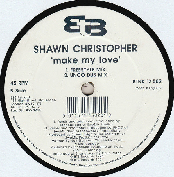 Shawn Christopher : Make My Love (Remixes) (12")
