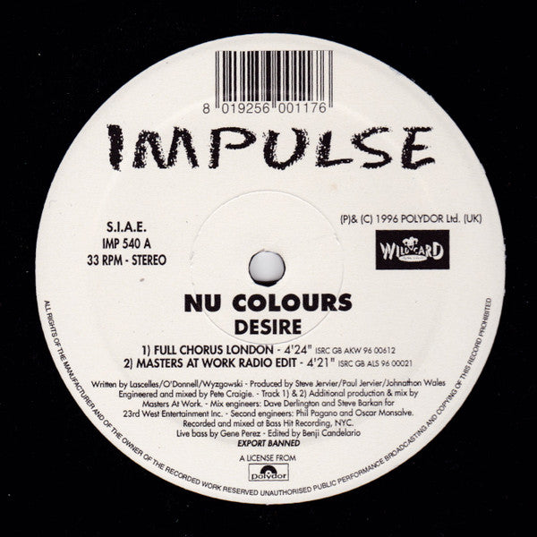 Nu Colours : Desire (The House Mixes) (2x12")