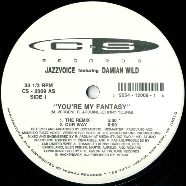Jazz Voice Featuring Damian Wild : You're My Fantasy (12")