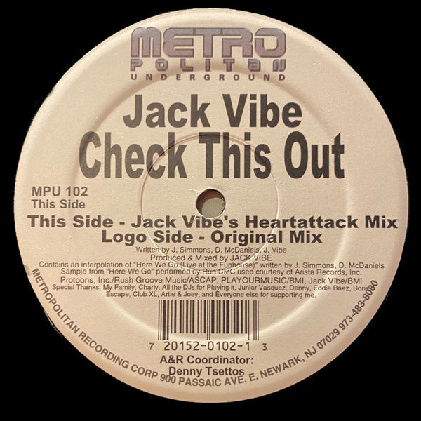 Jack Vibe : Check This Out (12", Single)