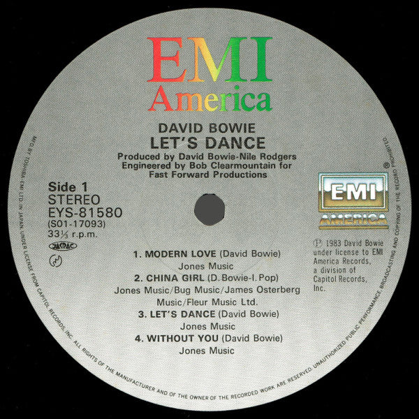 David Bowie : Let's Dance (LP, Album, Tos)