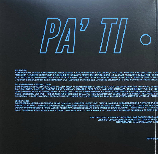 Jennifer Lopez & Maluma : Pa' Ti / Lonely (12", Single, Ltd, Cle)