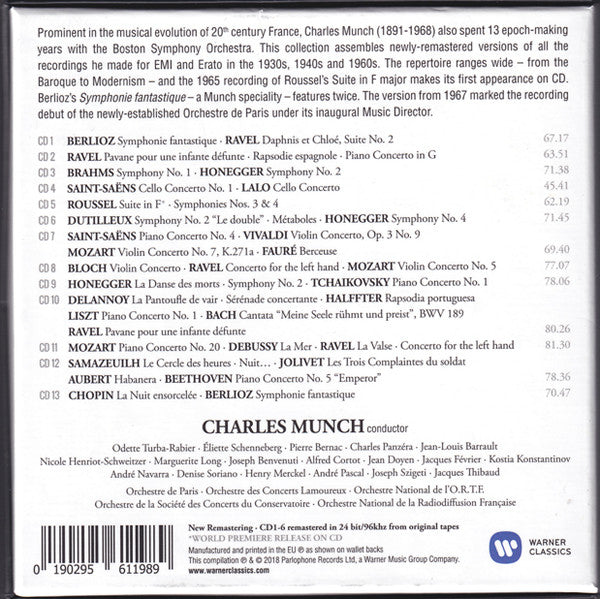 Charles Munch : The Complete Recordings On Warner Classics (13xCD, Comp, Mono, RM + Box)