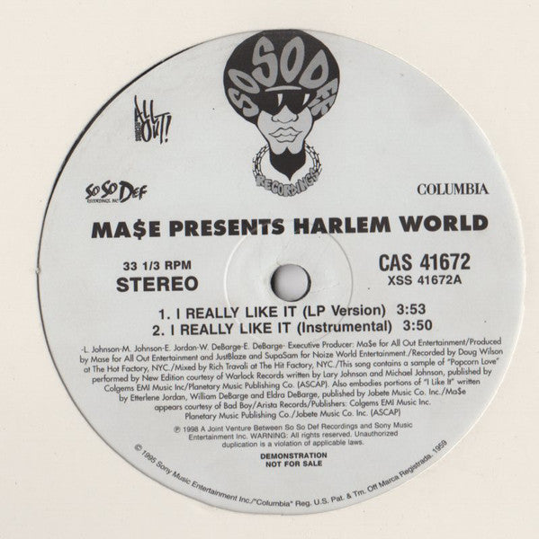 Mase Presents Harlem World : I Really Like It / Meaning Of Family (12", Promo)