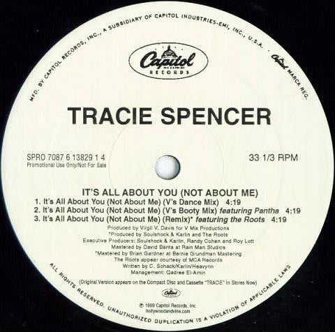 Tracie Spencer : It's All About You (Not About Me) (12", Promo)
