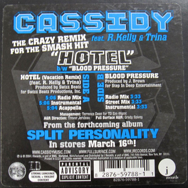 Cassidy (3) : Hotel (Vacation Remix) (12")