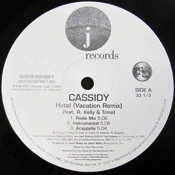 Cassidy (3) : Hotel (Vacation Remix) (12")