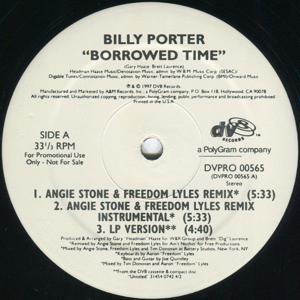 Billy Porter : Borrowed Time (12", Promo)
