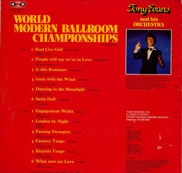 Tony Evans (4) : World Modern Ballroom Championships  (LP, Comp)