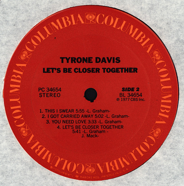 Tyrone Davis : Let's Be Closer Together (LP, Album)