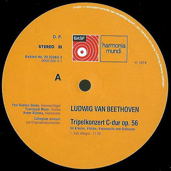 Ludwig van Beethoven, Franzjosef Maier, Anner Bylsma, Paul Badura-Skoda, Collegium Aureum : Tripelkonzert C-Dur Opus 56 (LP)