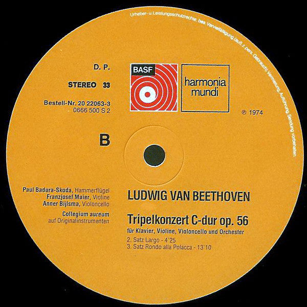 Ludwig van Beethoven, Franzjosef Maier, Anner Bylsma, Paul Badura-Skoda, Collegium Aureum : Tripelkonzert C-Dur Opus 56 (LP)