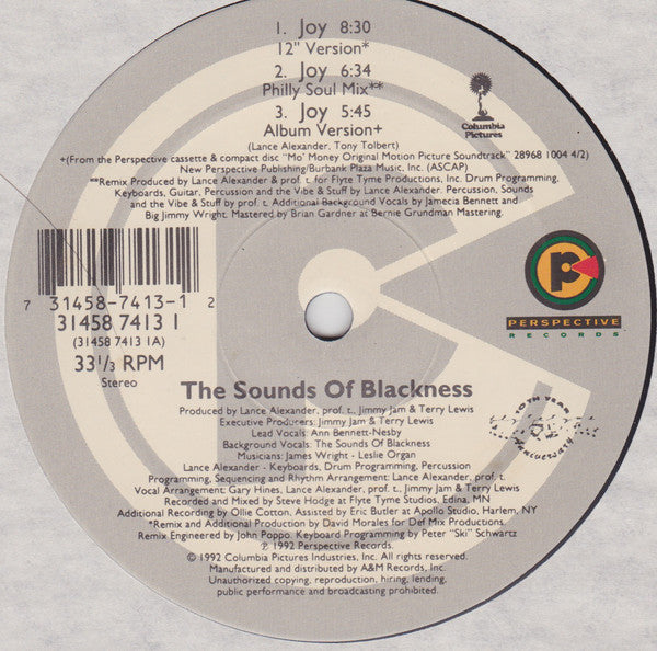 Sounds Of Blackness : Joy (12", Single)